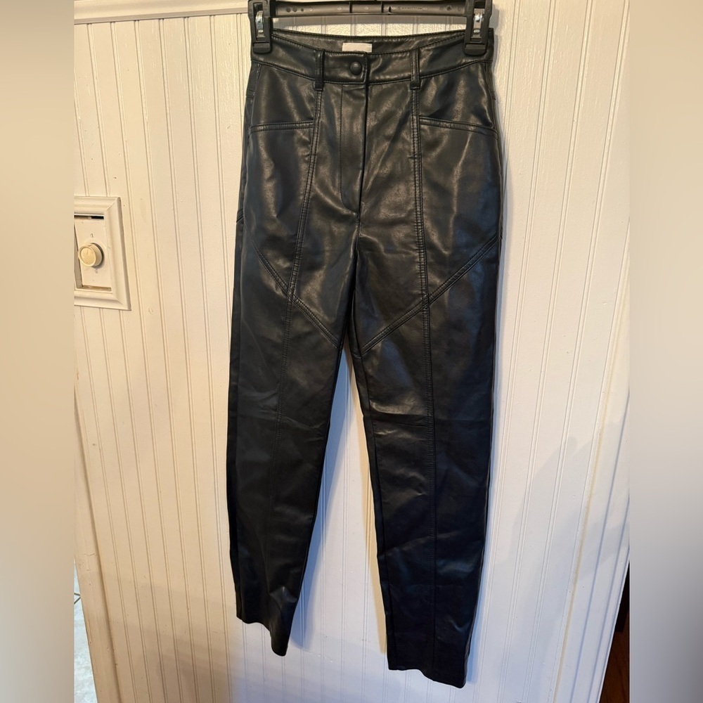 Wilfred Aritzia Rebel Vegan Leather Black Pants